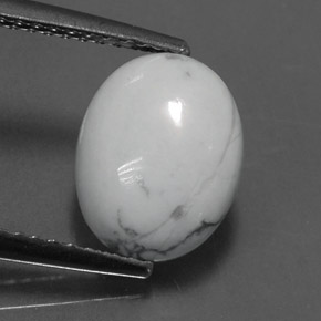 2.55캐럿 천연 회백색 하울라이트, 타원형 컷, 10.1×8.1 mm, 불투명체