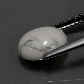 2.36캐럿 천연 회백색 하울라이트, 타원형 컷, 불투명체