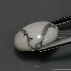 2.48캐럿 천연 회백색 하울라이트, 타원형 컷, 불투명체