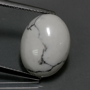 7.17캐럿 천연 회백색 하울라이트, 타원형 컷, 16×12.2 mm, 불투명체