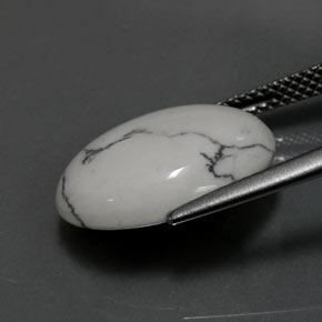 7.17캐럿 천연 회백색 하울라이트, 타원형 컷, 16×12.2 mm, 불투명체