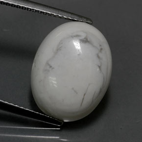 8.19캐럿 천연 회백색 하울라이트, 타원형 컷, 16×12.5 mm, 불투명체