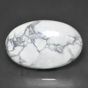 63.57캐럿 천연 회백색 하울라이트, 타원형 컷, 39.1×24.8 mm, 불투명체