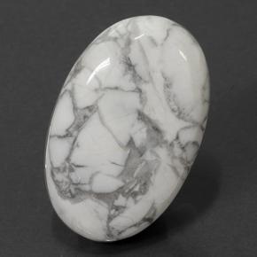 58.22캐럿 천연 회백색 하울라이트, 타원형 컷, 37×23.4 mm, 불투명체