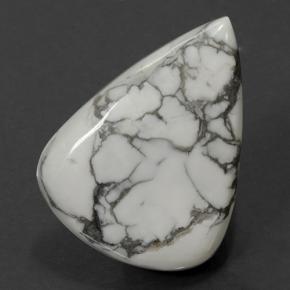 48.63캐럿 천연 회백색 하울라이트, 배 모양, 35.1×26.5 mm, 불투명체