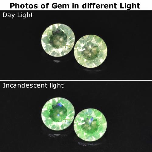 0.22캐럿 천연 라이트 그린 하이알라이트 오팔 보석, 라운드 컷, 3.58 mm, 투명한