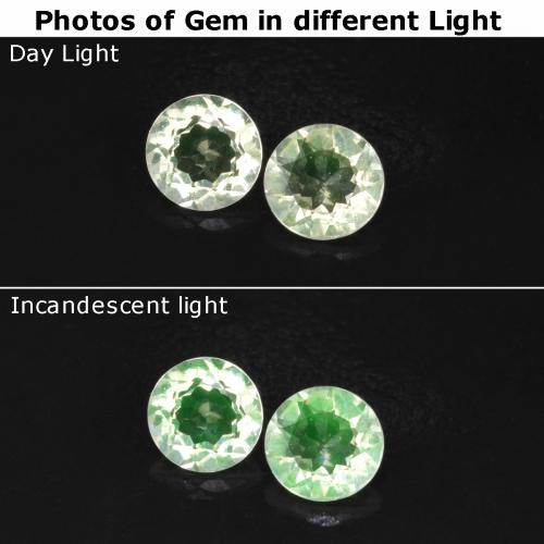 0.22캐럿 천연 연한 초록색 히알라이트 오팔 보석, 라운드 컷, 투명한