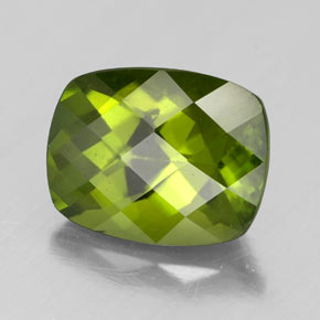 2.45캐럿 천연 올리브 그린 이도크레이스, 쿠션 컷, 9×7.1 mm, VS