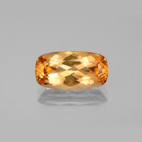 3.41캐럿 천연 골든 오렌지 임페리얼 토파즈, 쿠션 컷, 12.8×6.8 mm, VVS