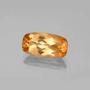 3.41캐럿 천연 골든 오렌지 임페리얼 토파즈, 쿠션 컷, 12.8×6.8 mm, VVS