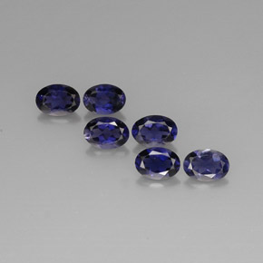 캐럿 천연 바이올렛 블루 아이올라이트 보석, 타원형 컷, 7.1×5.1 mm, VS