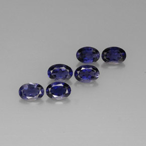 캐럿 천연 바이올렛 블루 아이올라이트 보석, 타원형 컷, 7.1×5.1 mm, VS