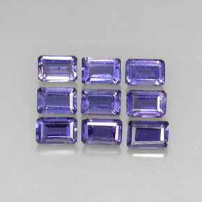 캐럿 천연 바이올렛 블루 아이올라이트 보석, 에메랄드 컷, 6×4 mm, VVS-VS