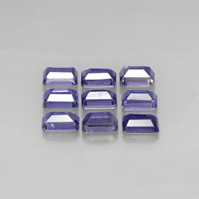 캐럿 천연 바이올렛 블루 아이올라이트 보석, 에메랄드 컷, 6×4 mm, VVS-VS