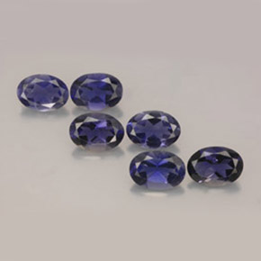 캐럿 천연 바이올렛 블루 아이올라이트 보석, 타원형 컷, 7.1×5.1 mm, VS