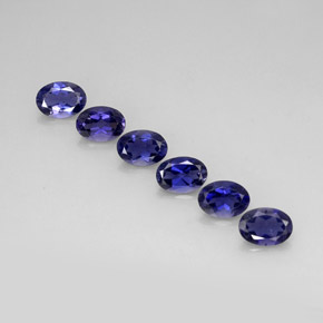 캐럿 천연 바이올렛 블루 아이올라이트 보석, 타원형 컷, 7×5 mm, VVS-VS