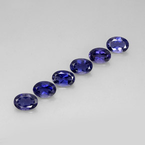 캐럿 천연 바이올렛 블루 아이올라이트 보석, 타원형 컷, 7×5 mm, VVS-VS