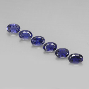 캐럿 천연 바이올렛 블루 아이올라이트 보석, 타원형 컷, 7.1×5.1 mm, VVS-VS
