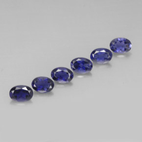 캐럿 천연 바이올렛 블루 아이올라이트 보석, 타원형 컷, 7.1×5.1 mm, VVS-VS