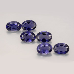 캐럿 천연 바이올렛 블루 아이올라이트 보석, 타원형 컷, 7.1×5.1 mm, VS