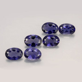캐럿 천연 바이올렛 블루 아이올라이트 보석, 타원형 컷, 7.1×5.1 mm, VS