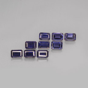 캐럿 천연 바이올렛 블루 아이올라이트 보석, 에메랄드 컷, 6.1×4 mm, VS
