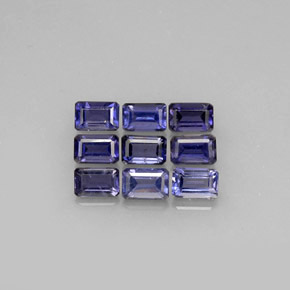 캐럿 천연 바이올렛 블루 아이올라이트 보석, 에메랄드 컷, 6.2×4.1 mm, VVS-VS