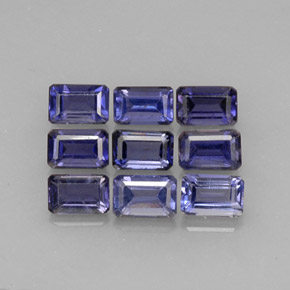 캐럿 천연 바이올렛 블루 아이올라이트 보석, 에메랄드 컷, 6.2×4.1 mm, VVS-VS