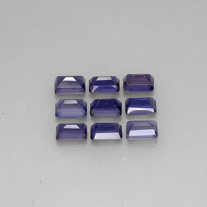 캐럿 천연 바이올렛 블루 아이올라이트 보석, 에메랄드 컷, 6.2×4.1 mm, VVS-VS