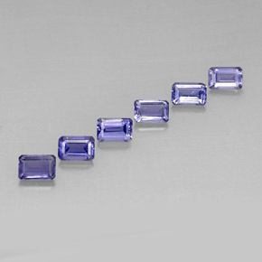 캐럿 천연 바이올렛 블루 아이올라이트 보석, 에메랄드 컷, 6×4.1 mm, VS
