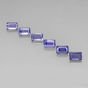 캐럿 천연 바이올렛 블루 아이올라이트 보석, 에메랄드 컷, 6×4.1 mm, VS