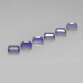 캐럿 천연 바이올렛 블루 아이올라이트 보석, 에메랄드 컷, 6×4.1 mm, VS