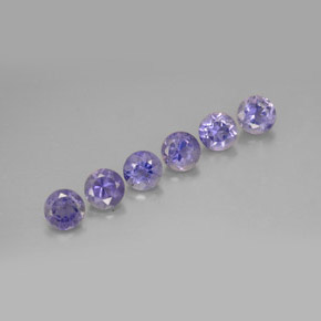 캐럿 천연 바이올렛 블루 아이올라이트 보석, 라운드 컷, 3.97 mm, VS
