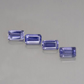 캐럿 천연 바이올렛 블루 아이올라이트 보석, 에메랄드 컷, 4.9×2.9 mm, VS