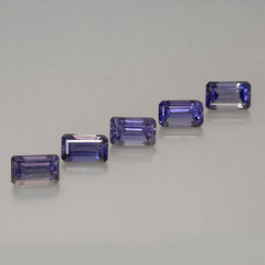 캐럿 천연 바이올렛 아이올라이트 보석, 에메랄드 컷, 4.9×3.1 mm, VVS-VS