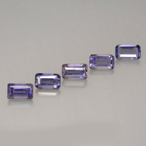 1.34캐럿 천연 바이올렛 아이올라이트 보석, 에메랄드 컷, 5×3.1 mm, VVS-VS