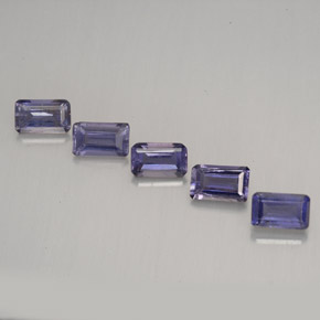 캐럿 천연 바이올렛 아이올라이트 보석, 에메랄드 컷, 5×3.1 mm, VVS-VS
