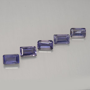 캐럿 천연 바이올렛 아이올라이트 보석, 에메랄드 컷, 5×3.1 mm, VVS-VS