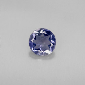 0.39캐럿 천연 바이올렛 블루 아이올라이트, 라운드 컷, 5.17 mm, VS