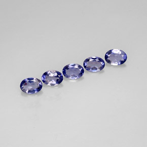 캐럿 천연 바이올렛 블루 아이올라이트 보석, 타원형 컷, 7×5.1 mm, VVS-VS