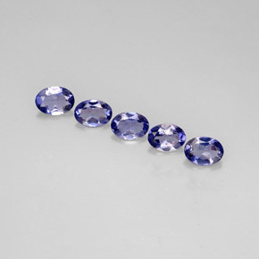 캐럿 천연 바이올렛 블루 아이올라이트 보석, 타원형 컷, 7×5.1 mm, VVS-VS