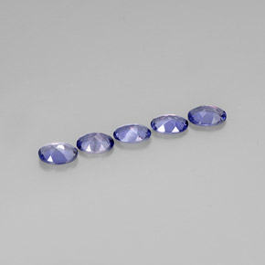 캐럿 천연 바이올렛 블루 아이올라이트 보석, 타원형 컷, 7×5.1 mm, VVS-VS