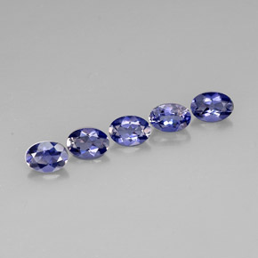 캐럿 천연 바이올렛 블루 아이올라이트 보석, 타원형 컷, 7.5×5.1 mm, VS