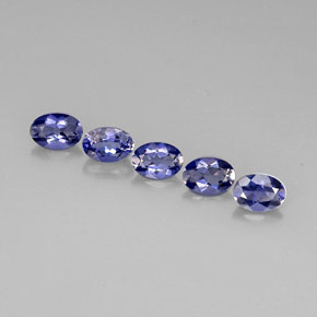 캐럿 천연 바이올렛 블루 아이올라이트 보석, 타원형 컷, 7.5×5.1 mm, VS
