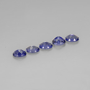 캐럿 천연 바이올렛 블루 아이올라이트 보석, 타원형 컷, 7.5×5.1 mm, VS