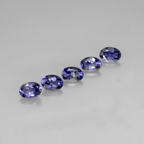 캐럿 천연 바이올렛 블루 아이올라이트 보석, 타원형 컷, 7.1×5.1 mm, VS