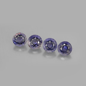 캐럿 천연 바이올렛 블루 아이올라이트 보석, 라운드 컷, 5.15 mm, VVS-VS