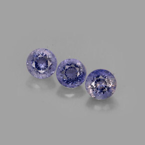 캐럿 천연 바이올렛 블루 아이올라이트 보석, 라운드 컷, 5.07 mm, VS