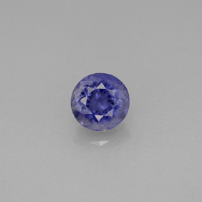 0.61캐럿 천연 바이올렛 블루 아이올라이트, 라운드 컷, 5.40 mm, VS