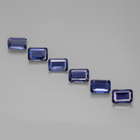 캐럿 천연 바이올렛 블루 아이올라이트 보석, 에메랄드 컷, 5.9×4 mm, VS